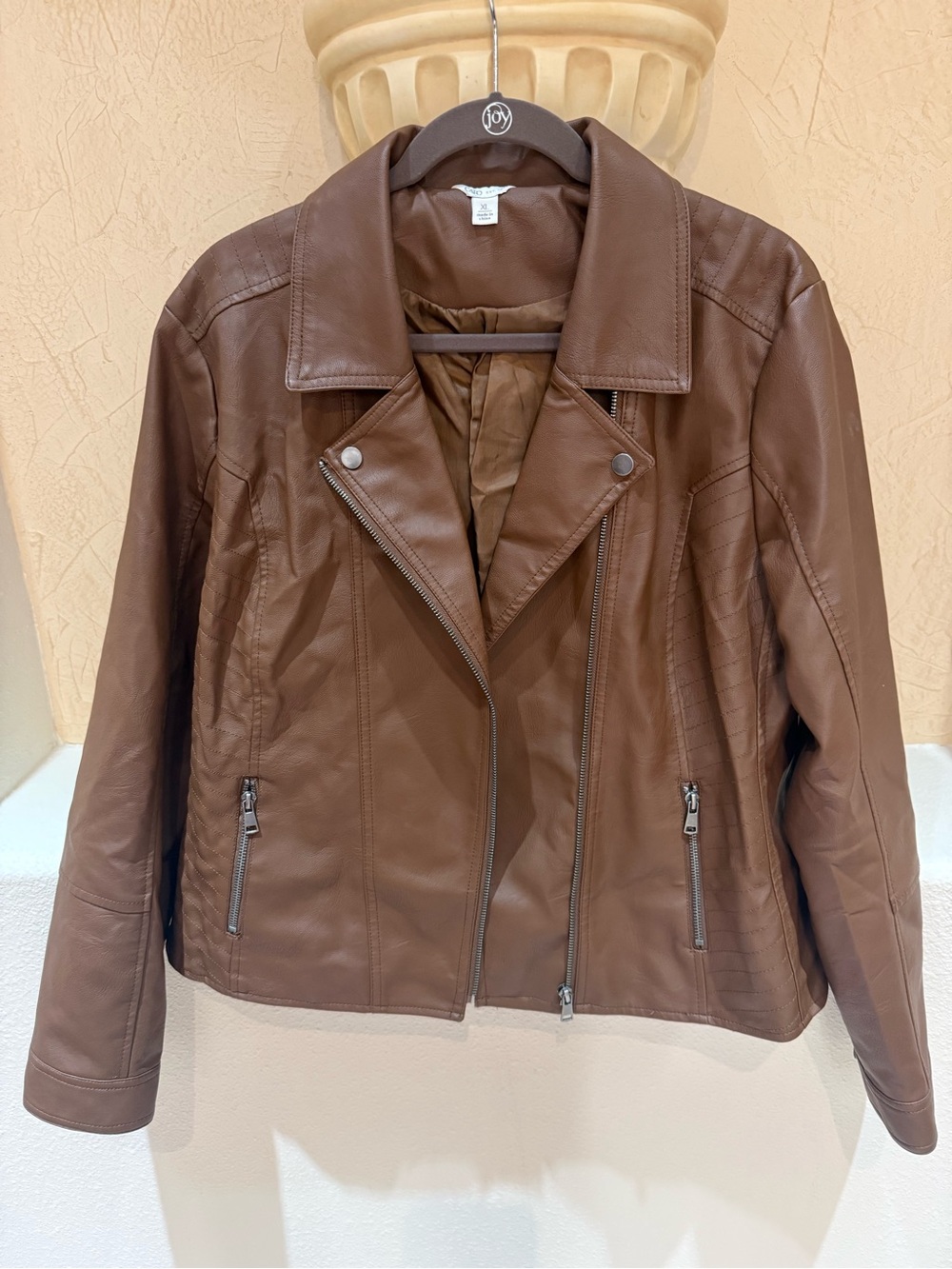 Cato Brown Faux Leather Moto Jacket